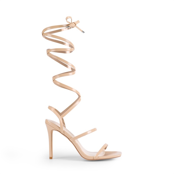 Square Toe Strappy Stilletos Heels - NUDE - 2